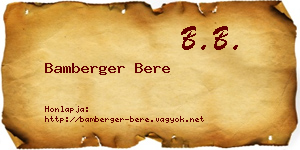 Bamberger Bere névjegykártya